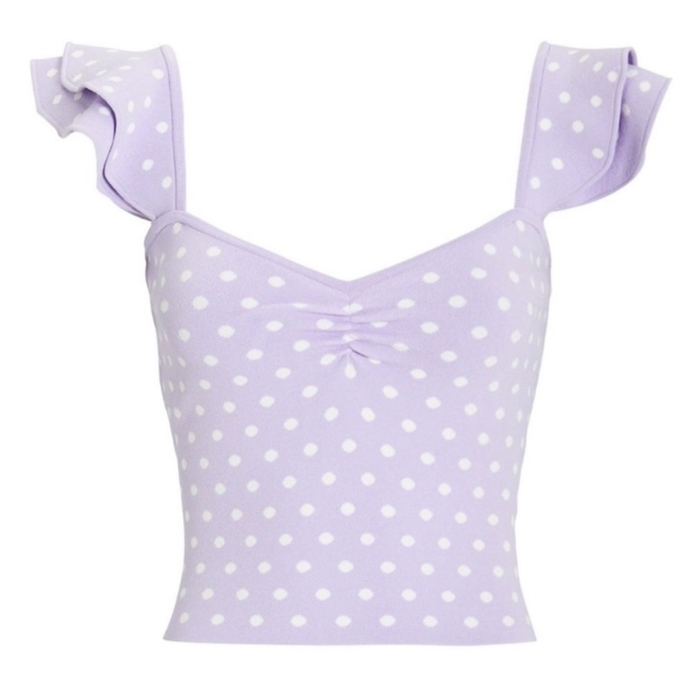 RONNY KOBO Natasha Polka Dot Ruffle Top